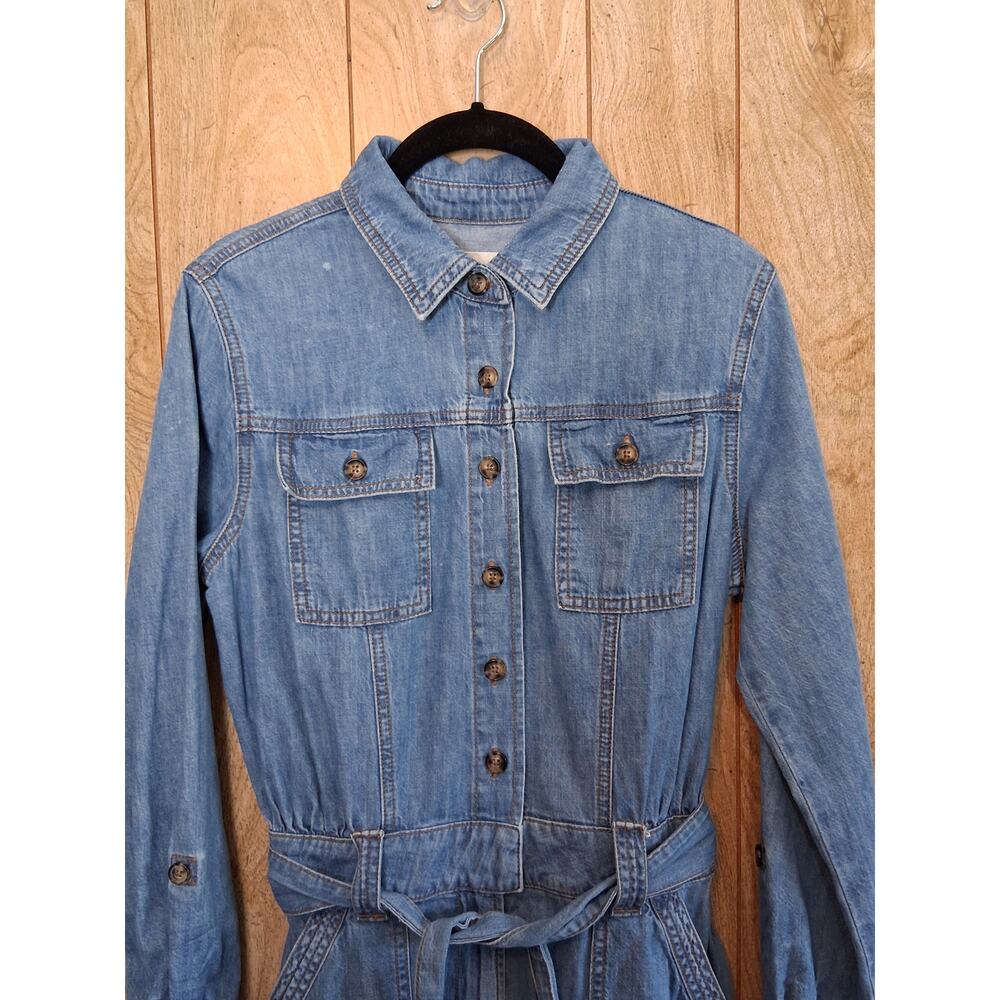 Anthropologie Pilcro & the Letterpress Denim Jumpsuit Womens Small Long Utility - Picture 8 of 12